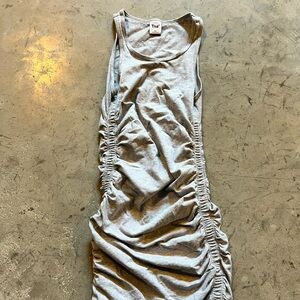 TNA side rouched grey mini dress